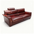 Three-seater sofa in Bordeaux full-grain leather with adjustable headrests