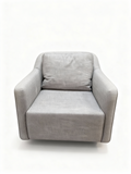 Antibes contemporary armchair in light grey fabric with Bultex filling on solid wood frame