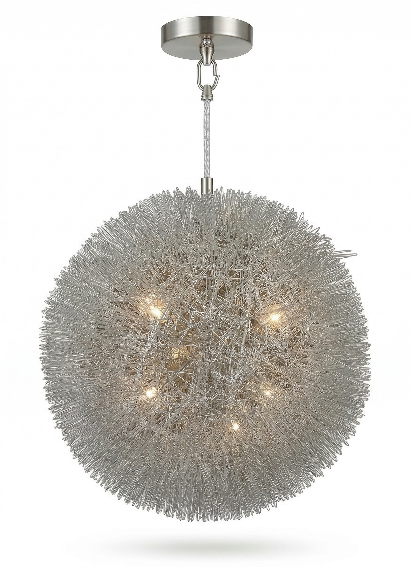 Lustre spherique Aura fil argent sculpture lumineuse – livraison incluse Belgique Bruxelles
