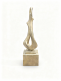 Biomorphic abstract sculpture in patinated gold bronze effect finish