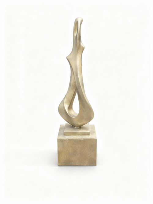 Biomorphic abstract sculpture in patinated gold bronze effect finish