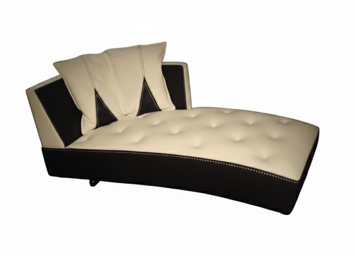 Black and White Couture chaise longue in bicolor leather with hand stitching