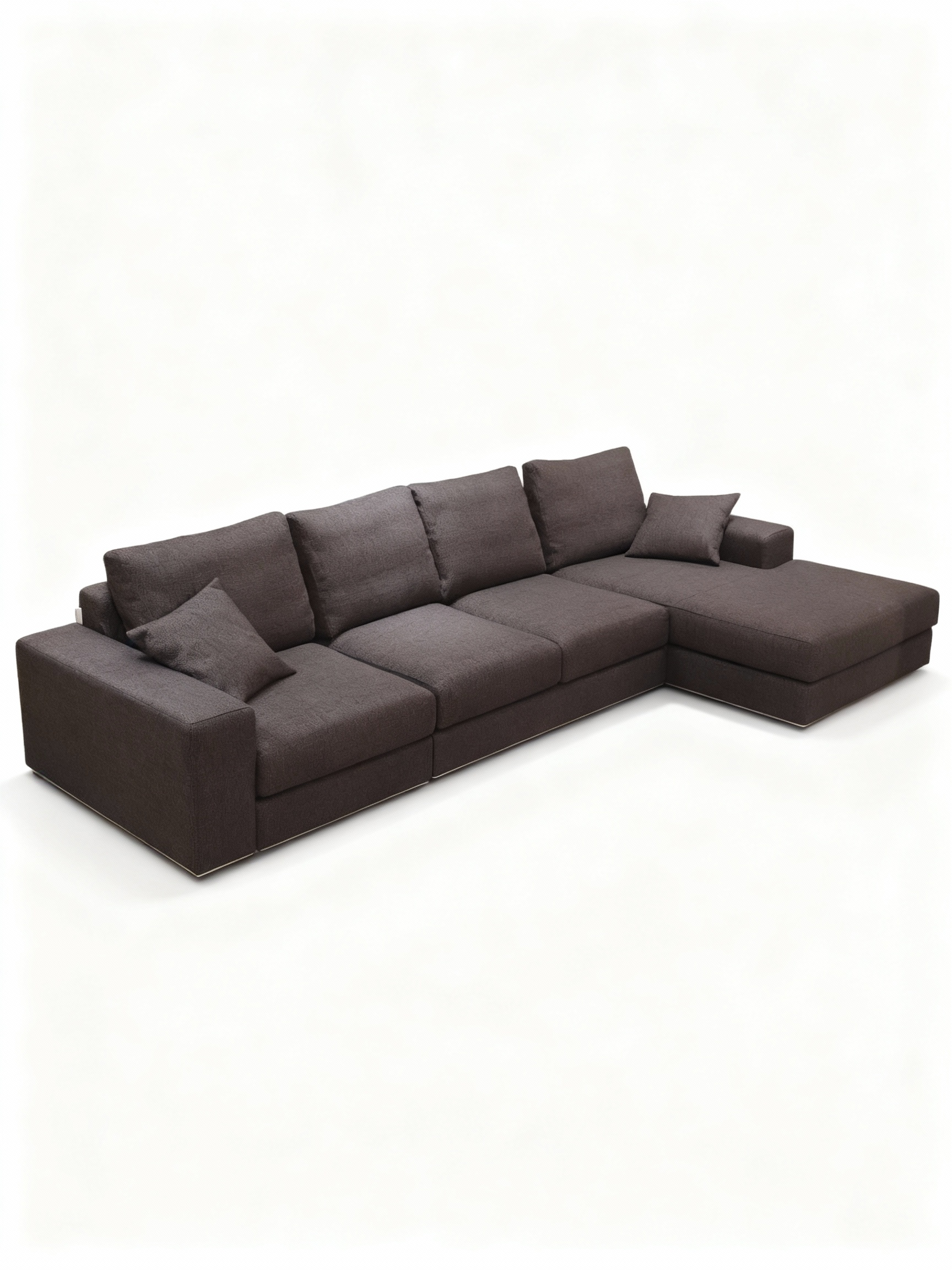 CUADRO modular corner sofa (355cm) with left-arm loveseat and right-arm chaise longue, upholstered in practical washable dark grey fabric