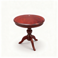 Round pedestal side table in solid mahogany with carved base