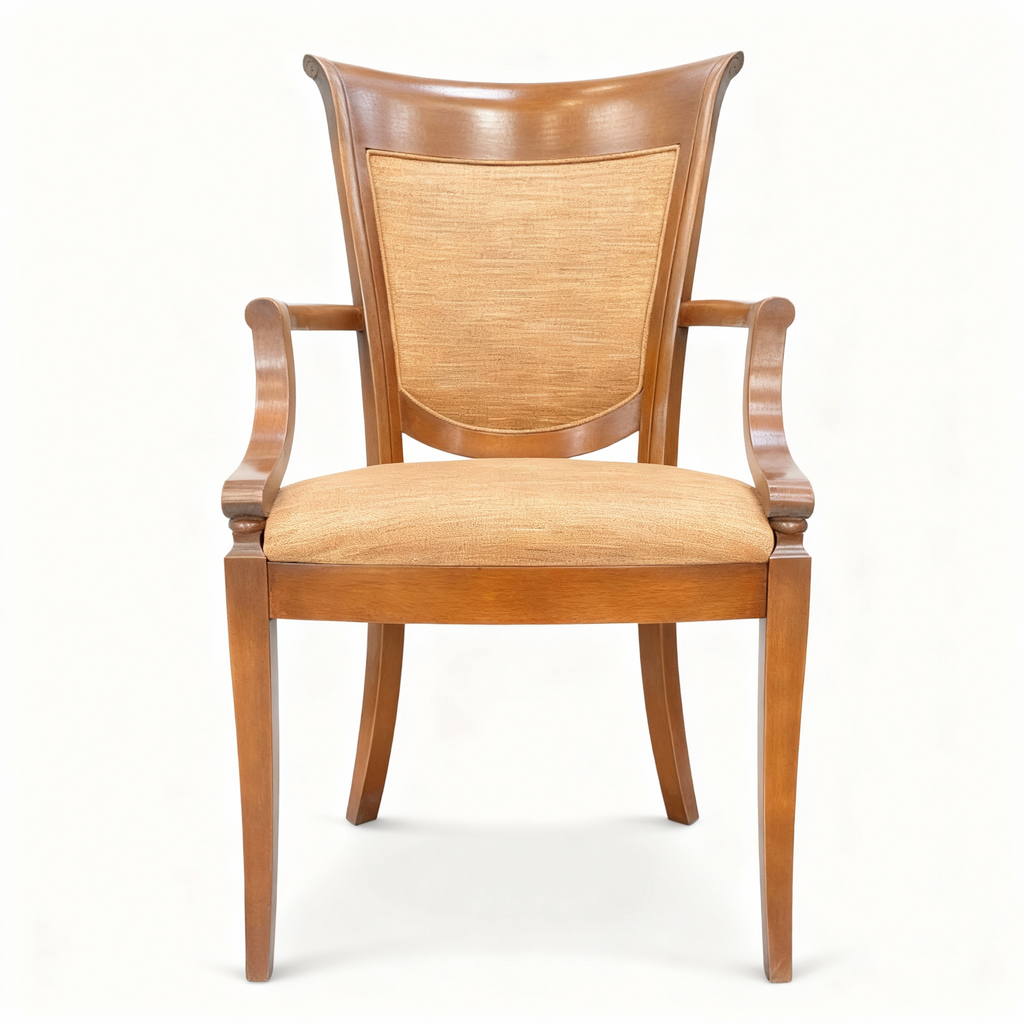 Paire de Chaises de Repas en Merisier Massif, Tissu Brun Chic – Piètement Signature Droit/Sabre