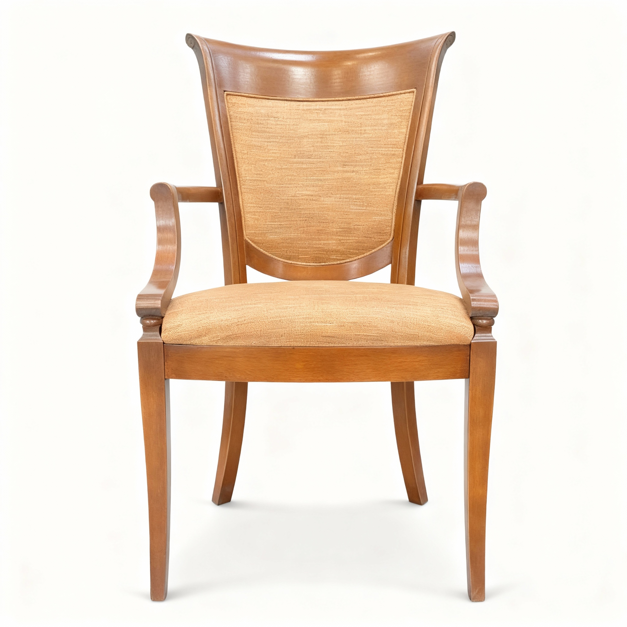 Paire de Chaises de Repas en Merisier Massif, Tissu Brun Chic – Piètement Signature Droit/Sabre