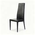 High-back dining chair in black crocodile-effect upholstery