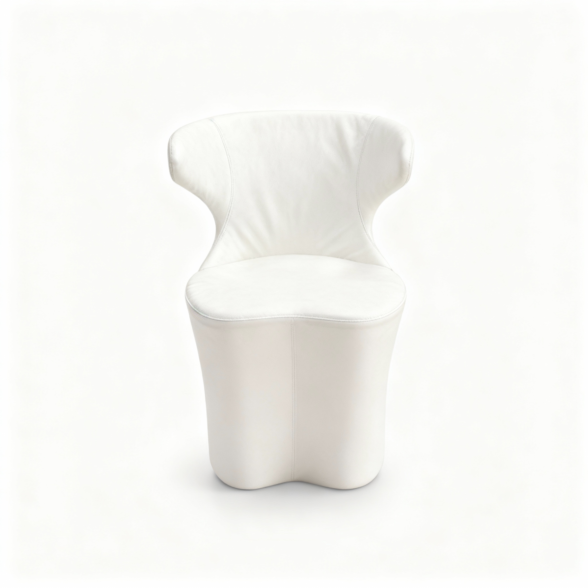 "DESY – Sculptural Purezza" Chair in White Full-Grain Leather (Italian Design) - Outlet