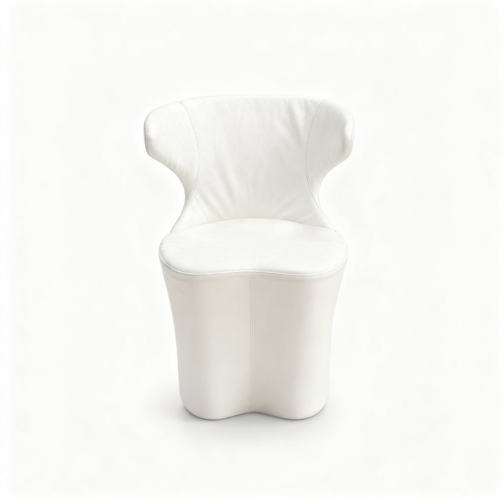 "DESY – Sculptural Purezza" Chair in White Full-Grain Leather (Italian Design) - Outlet