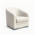 Elba Italian club armchair in off-white full-grain leather with chrome feet