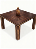 FLORENCIA square dining table with geometric walnut and ebony marquetry
