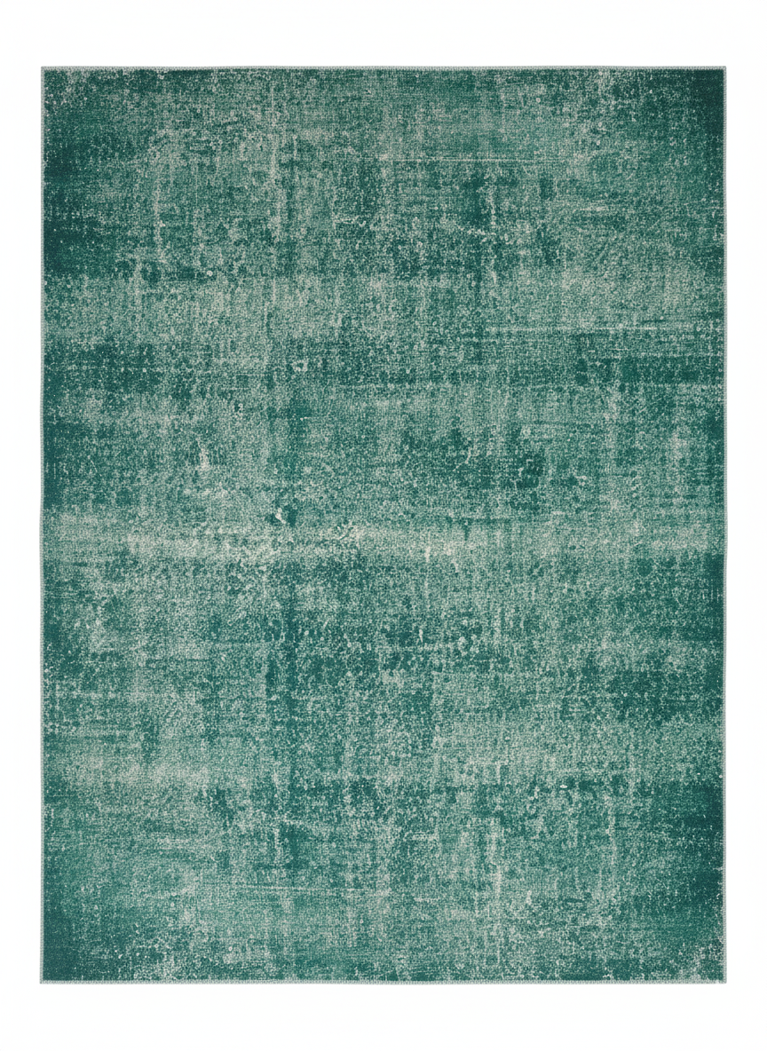 Grand tapis bleu-vert lagune tissé à plat, dimensions 200x300 cm, texture chinée et moderne, pièce unique Outlet Rivet-Lozano n°48.