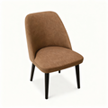 Lisa dining chair in terracotta fabric with curved backrest and wenge legs
