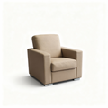 LUNA club armchair in light full-grain leather with chrome feet