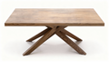 MIKADO dining table in solid Iberian alder with intersecting architectural leg base