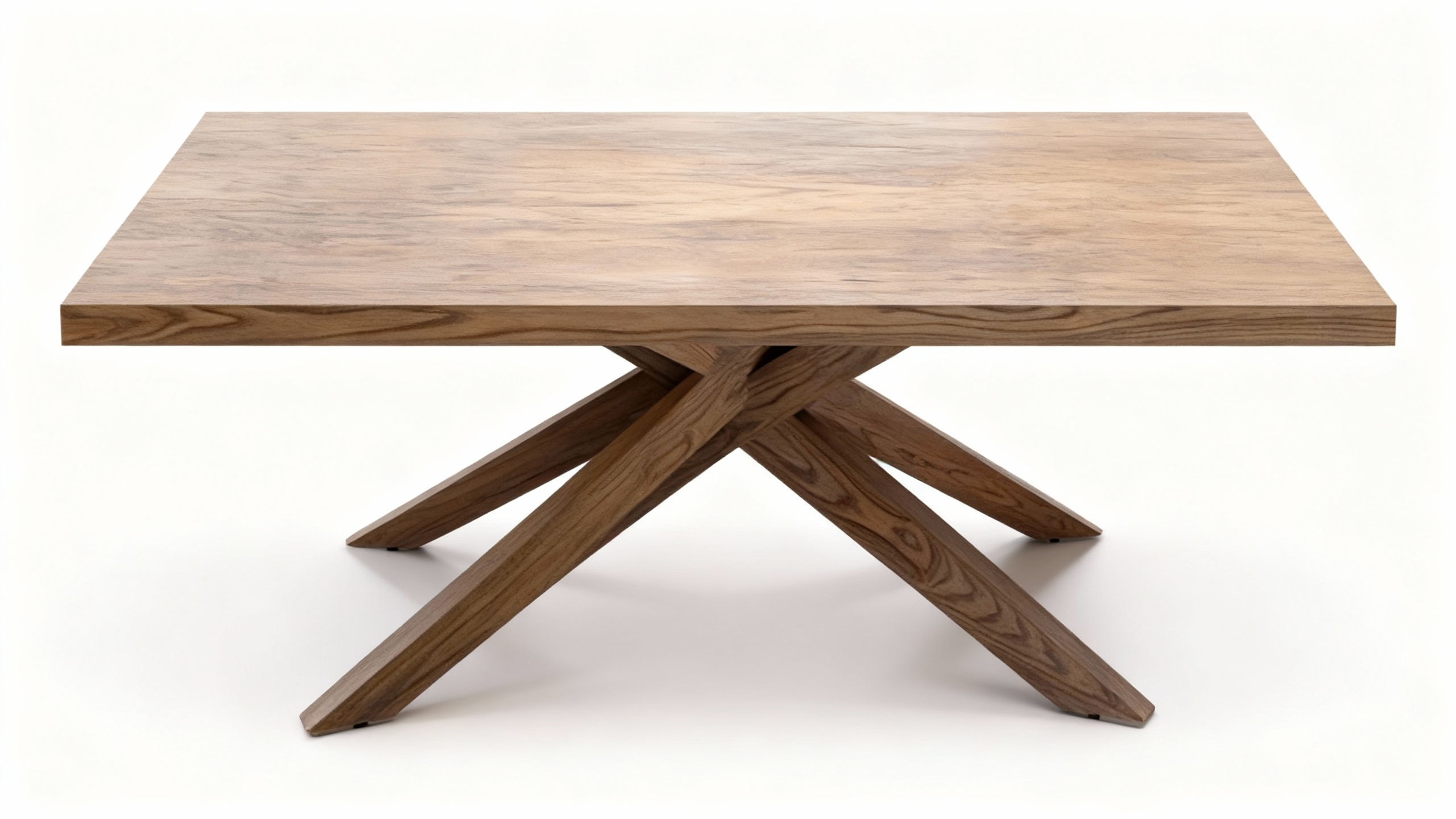 MIKADO dining table (250x110cm) with a solid Iberian alder top and a unique, intersecting architectural "Mikado" wooden base