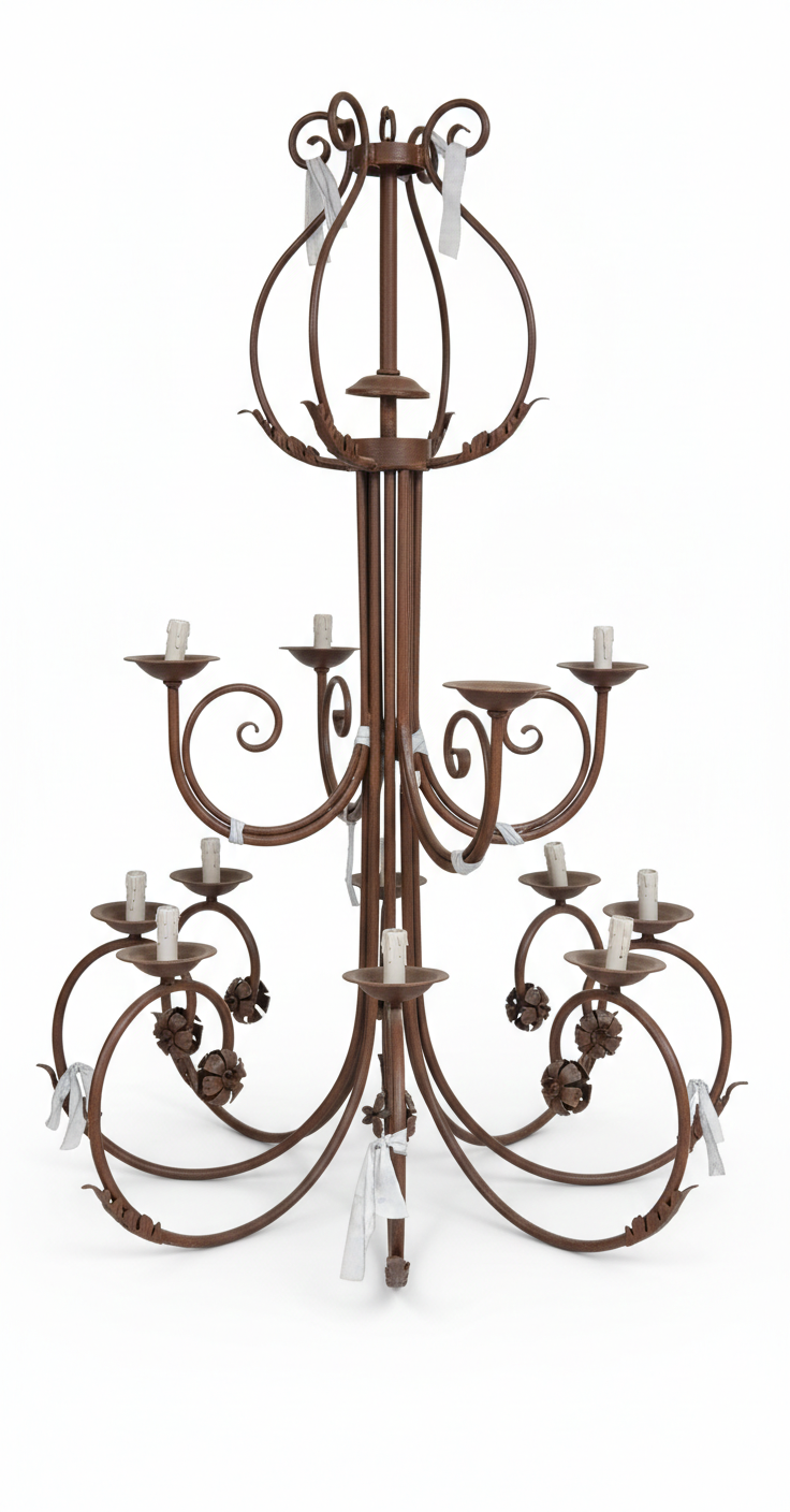 Lustre Riviera fer forge mediterraneen artisanal – livraison incluse Belgique Bruxelles