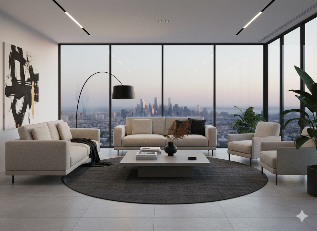 Minimalist monolithic coffee table (130x90x30cm) with a matte grey concrete-effect finish, ideal for modern indoor living spaces