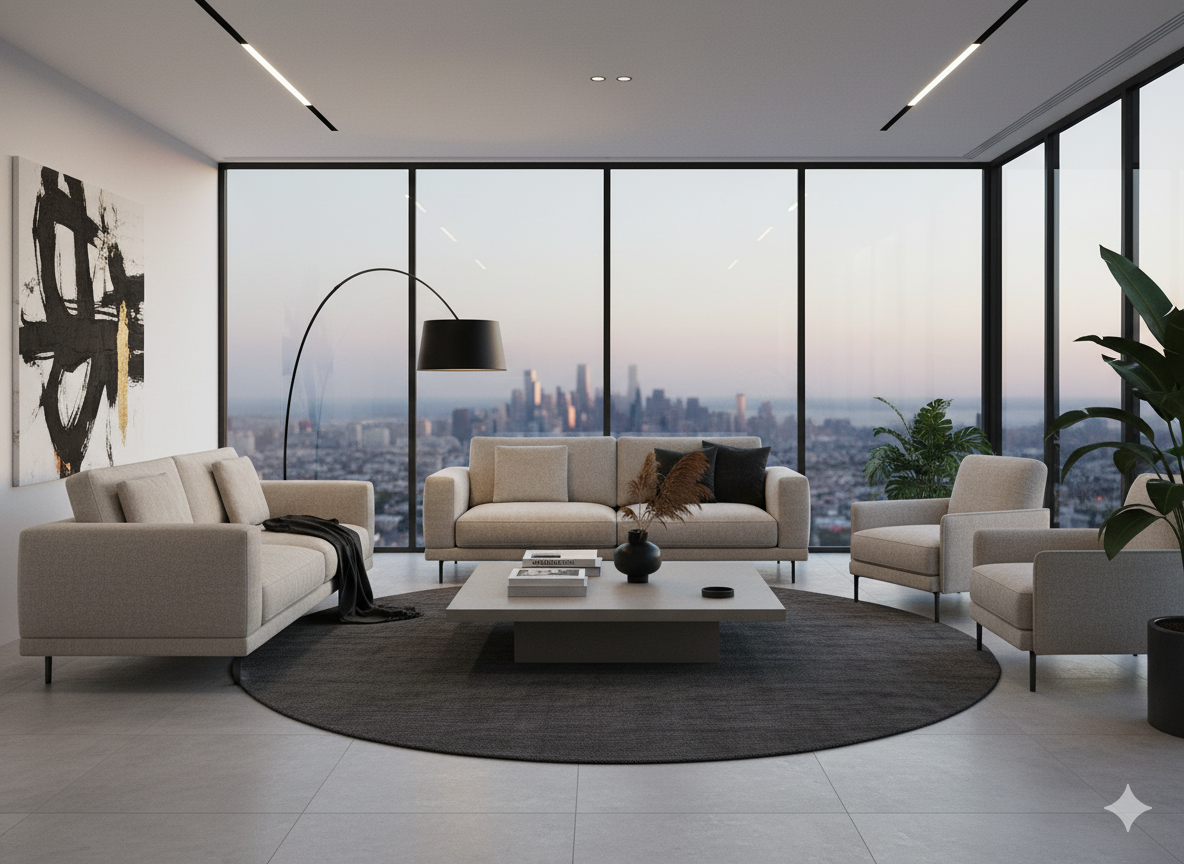 Minimalist monolithic coffee table (130x90x30cm) with a matte grey concrete-effect finish, ideal for modern indoor living spaces