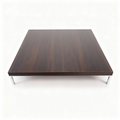 Square coffee table with dark wenge top and aluminum legs, 120 cm