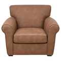 MISS compact armchair in full-grain leather with piping and contrast stitching