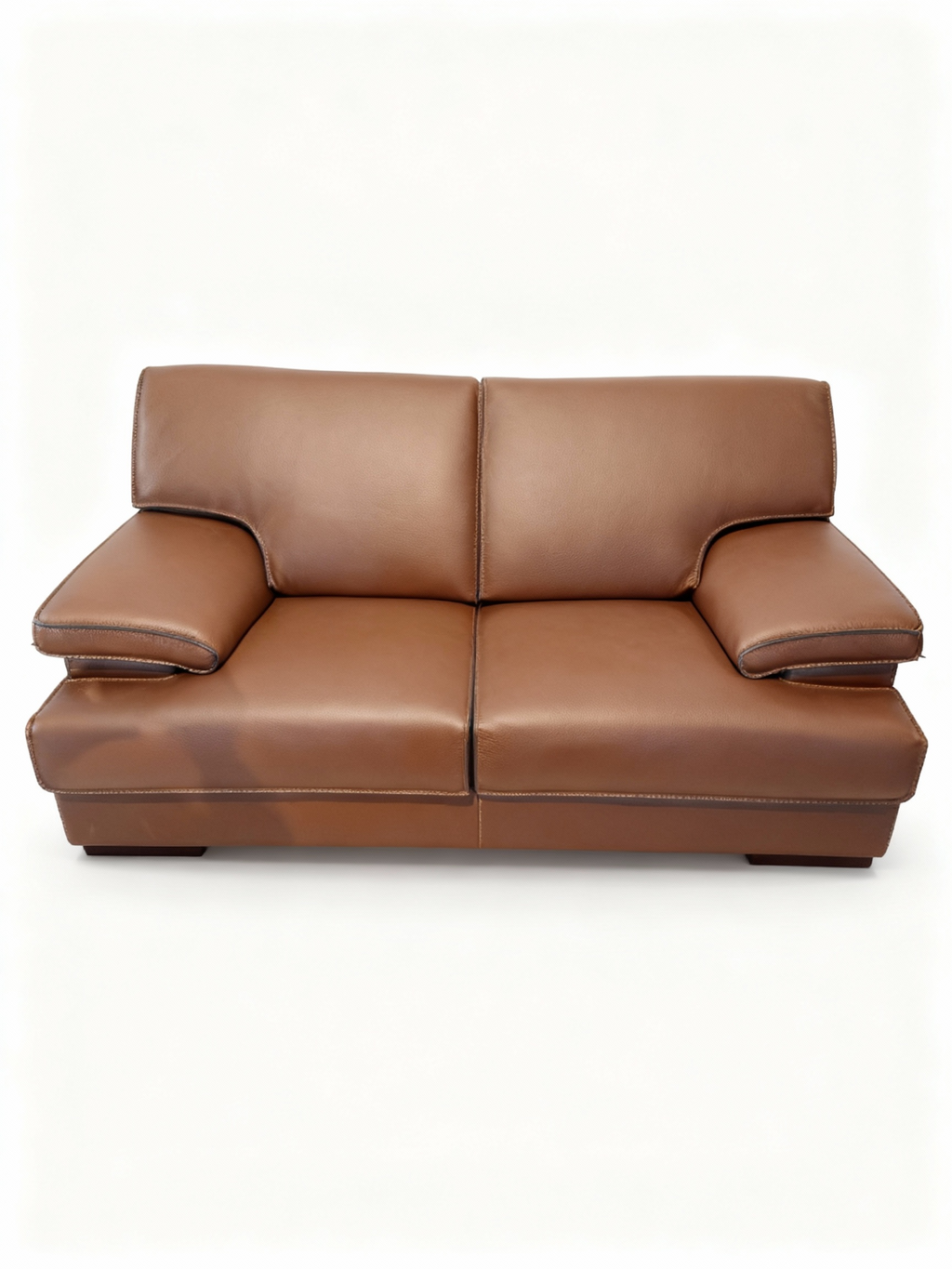 NEBRASKA sofa in exceptional 3.5mm thick full-grain bull leather, chocolate brown hue, with Bultex seat and integrated headrest