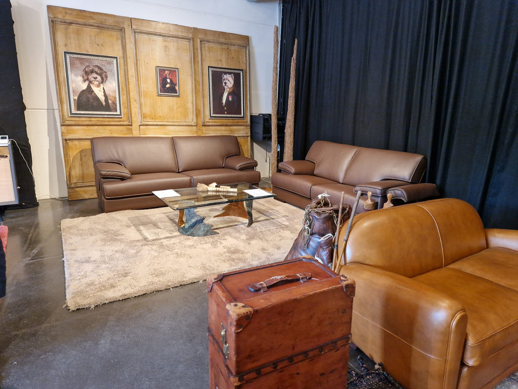 NEBRASKA sofa in exceptional 3.5mm thick full-grain bull leather, chocolate brown hue, with Bultex seat and integrated headrest