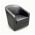 Joly Prestige club armchair in full-grain black-grey Italian leather with Bultex cushioning