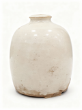 RUSTIQUE wabi-sabi ceramic vase with round squat shape and thick cream glaze