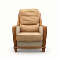 Art Deco retro armchair with curved wooden frame and two-tone fabric upholstery
