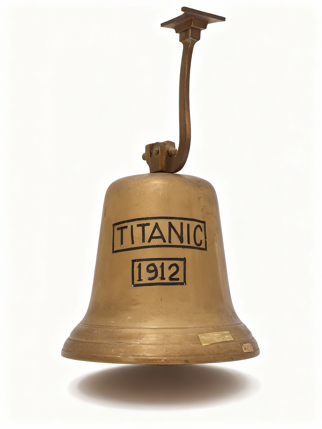 Titanic 1912 decorative ship bell in patinated brass on wall mount
