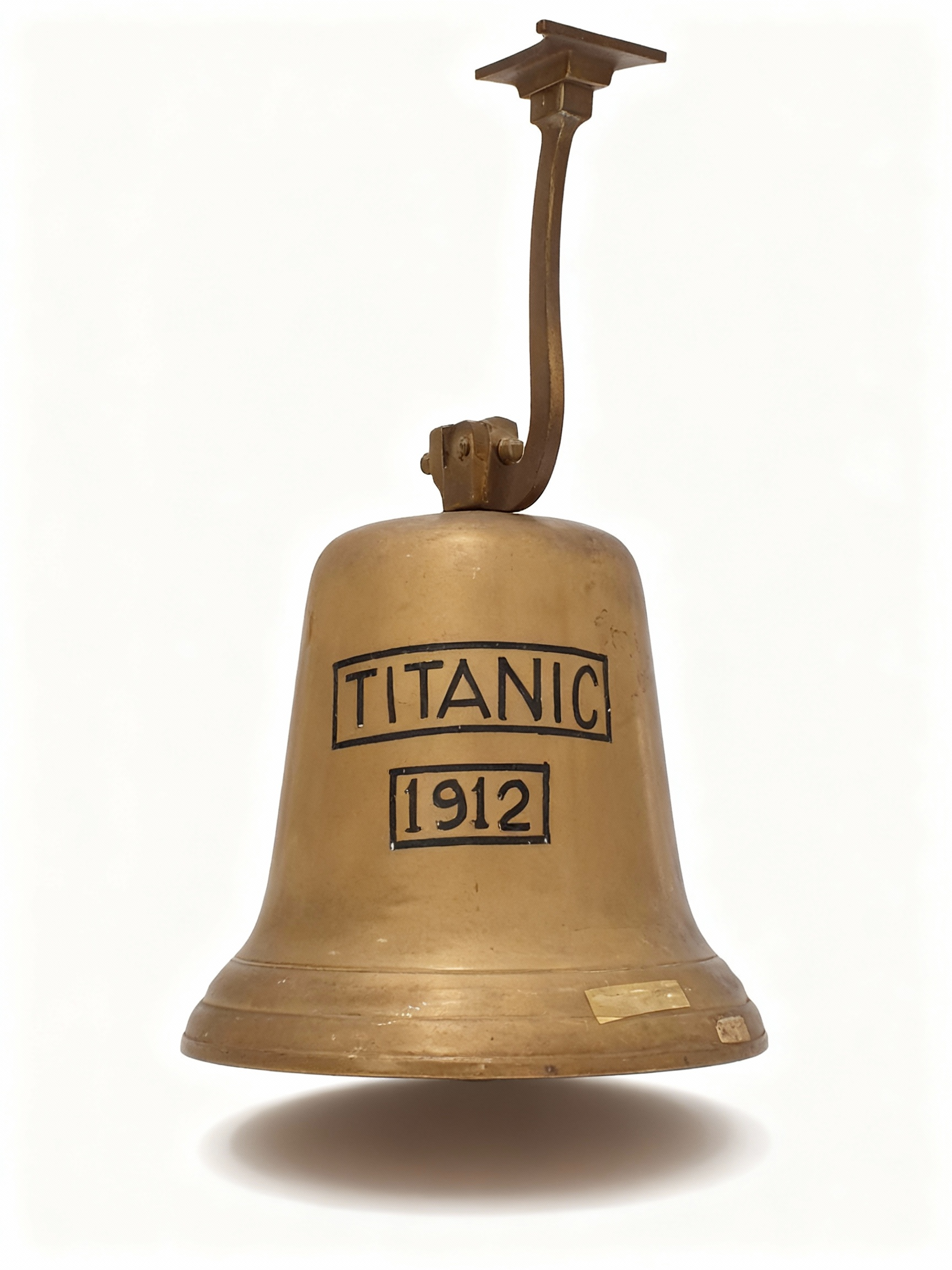 Titanic 1912 decorative ship bell in patinated brass on wall mount