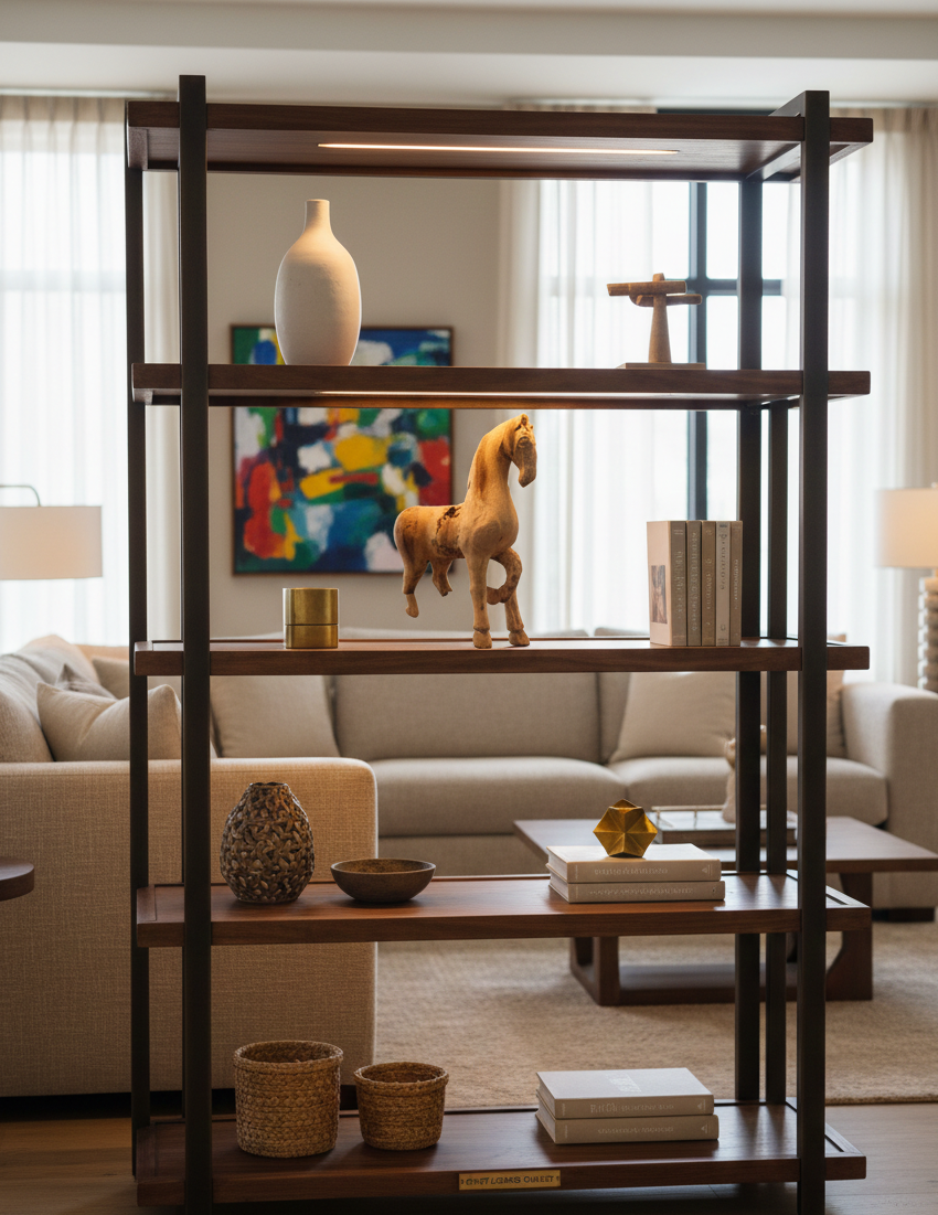 Aged terracotta horse statuette, Tang style, with cracks on dark base