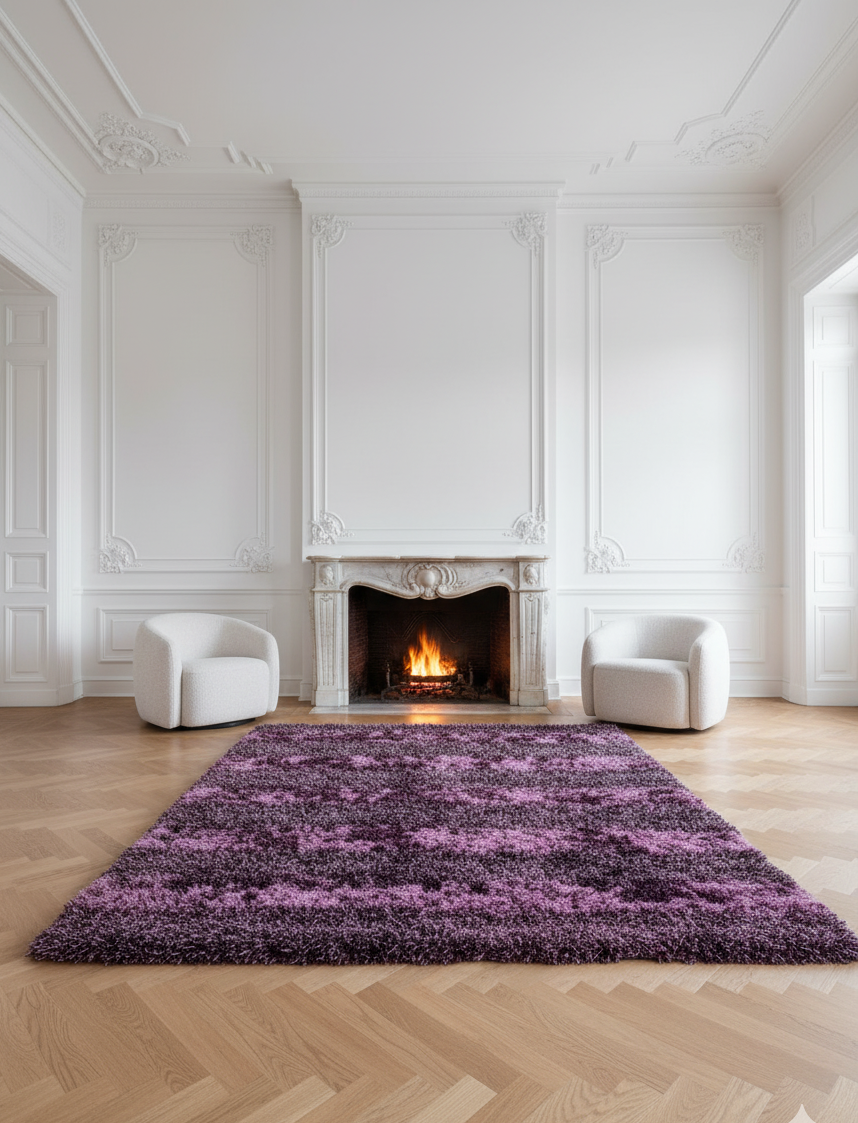 Tapis Aubergine detail couleur fibres denses – livraison Belgique Gand design