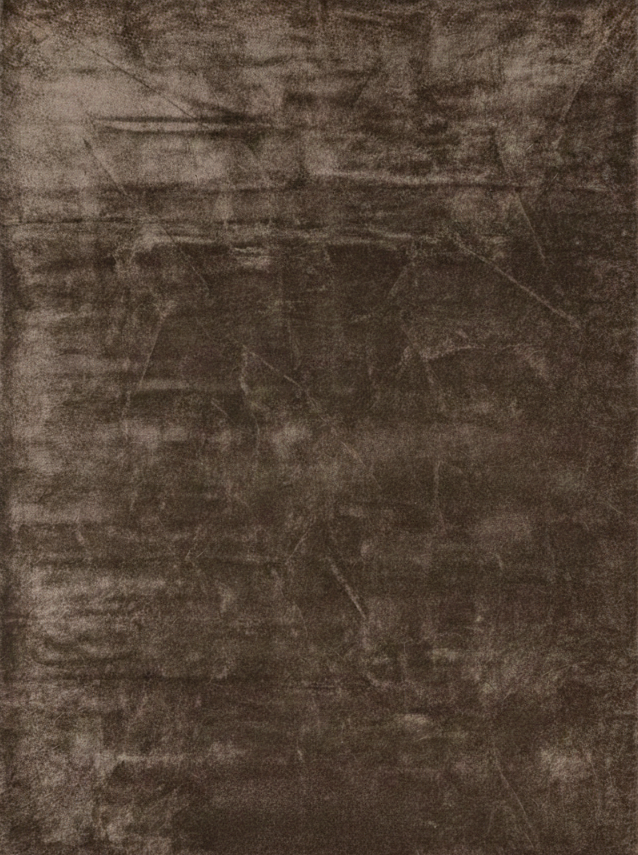 Grand tapis brun chocolat contemporain à poils courts, dimensions 200x300 cm, texture soyeuse et sobre, pièce unique Outlet Rivet-Lozano n°37.