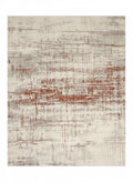 Caldeira flat-weave rug 200x300cm in snow white with abstract rust-sienna organic patterns