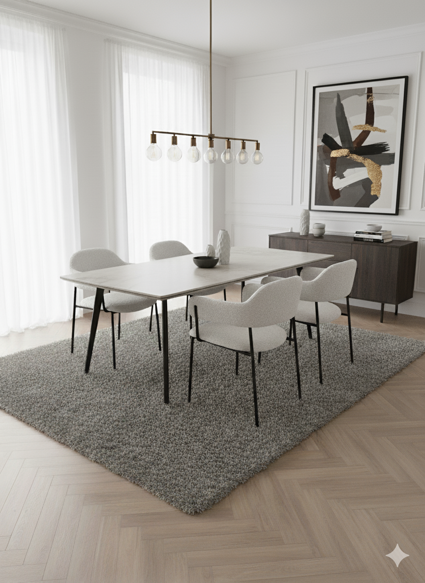 Tapis gris contemporain à poil court, dimensions 170x220 cm, pièce unique n°23 Rivet-Lozano Outlet.