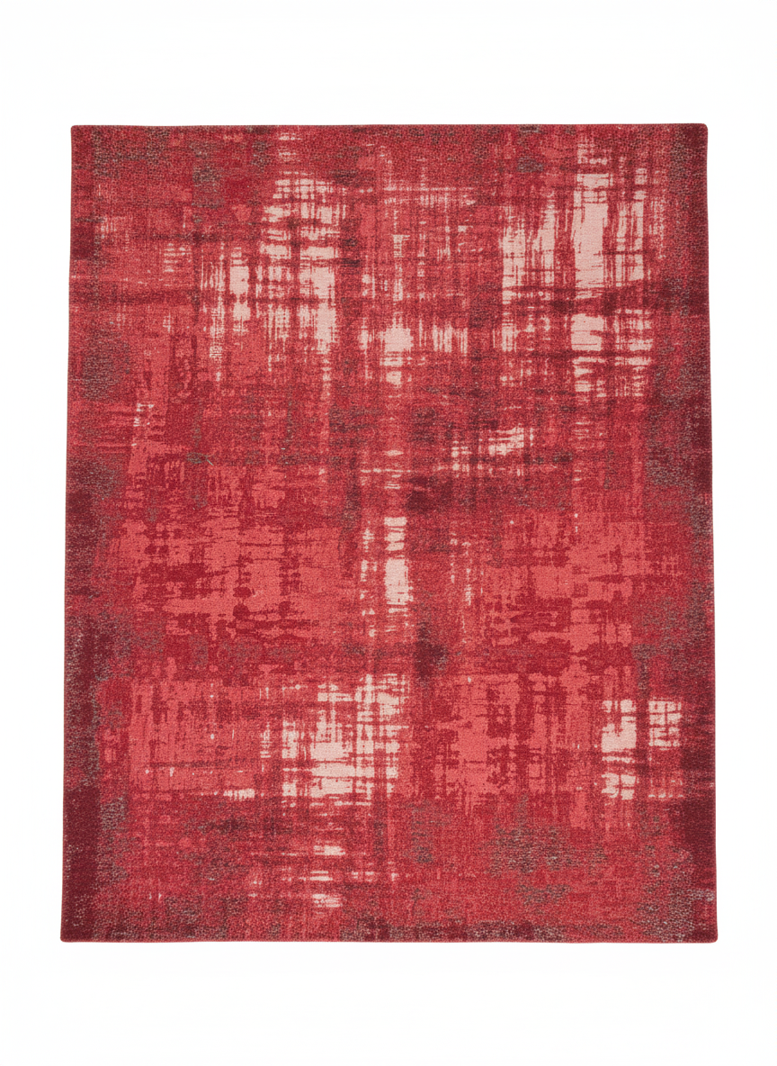 Grand tapis de salon rouge vibrant 200x300 cm, texture haute densité et style élégant, pièce unique Outlet Rivet-Lozano n°28.