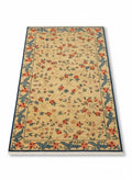 Chromatic Garden flat-weave rug 200x300cm with vivid yellow red and blue floral patterns