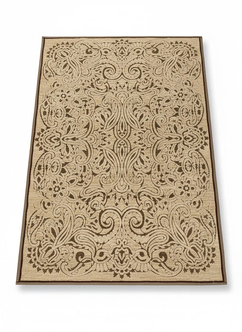 Arabesque pattern rug 170x240cm in beige and brown with silky finish