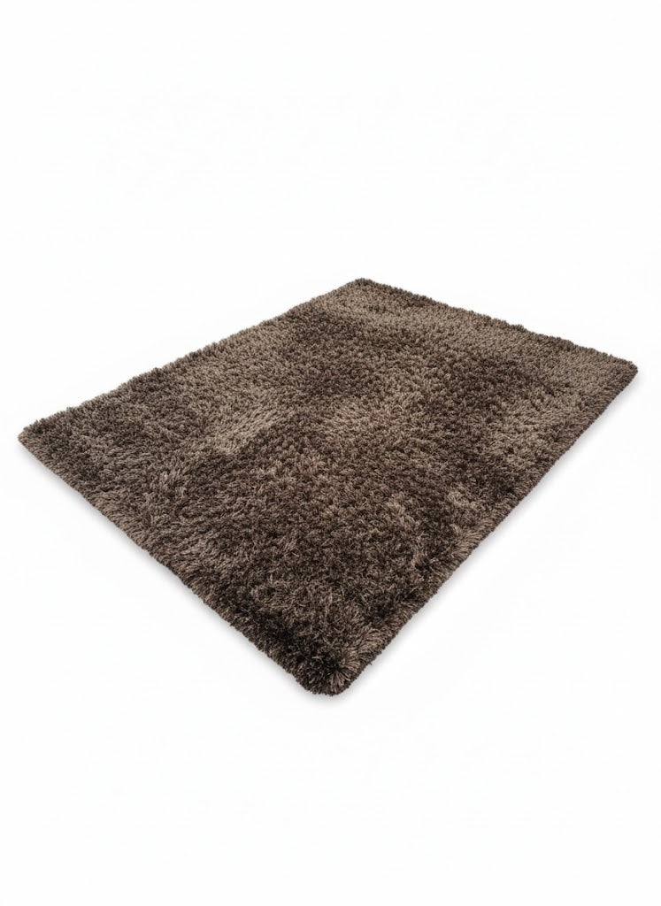 Grand tapis shaggy 200x300cm brun foncé chocolat poils longs RivetLozano