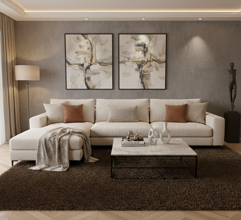 Tapis rectangulaire shaggy (poils courts) de grande taille, couleur brun foncé / chocolat uniforme. Texture très épaisse et moelleuse. Dimensions200x300 cm.