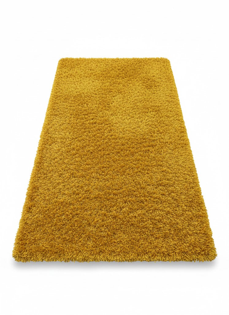 Tapis shaggy 150x240cm ocre jaune moutarde poils longs RivetLozano