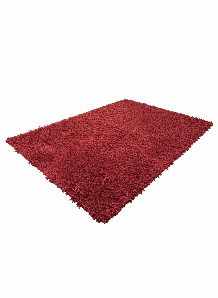 Tapis shaggy 170x240cm rouge bordeaux poils longs et épais RivetLozano
