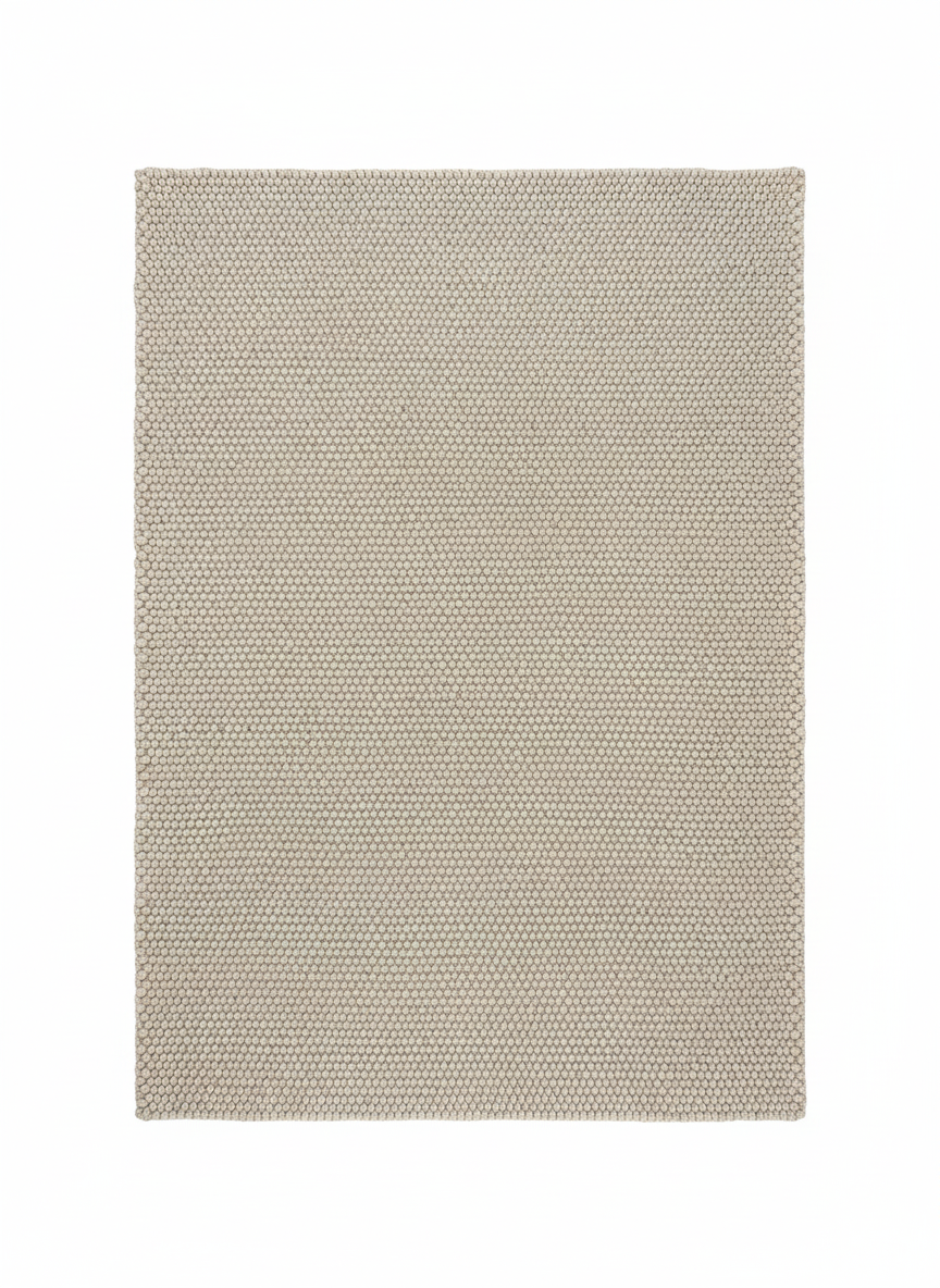 Tapis tissé 170x220cm beige clair à texture boules galets RivetLozano