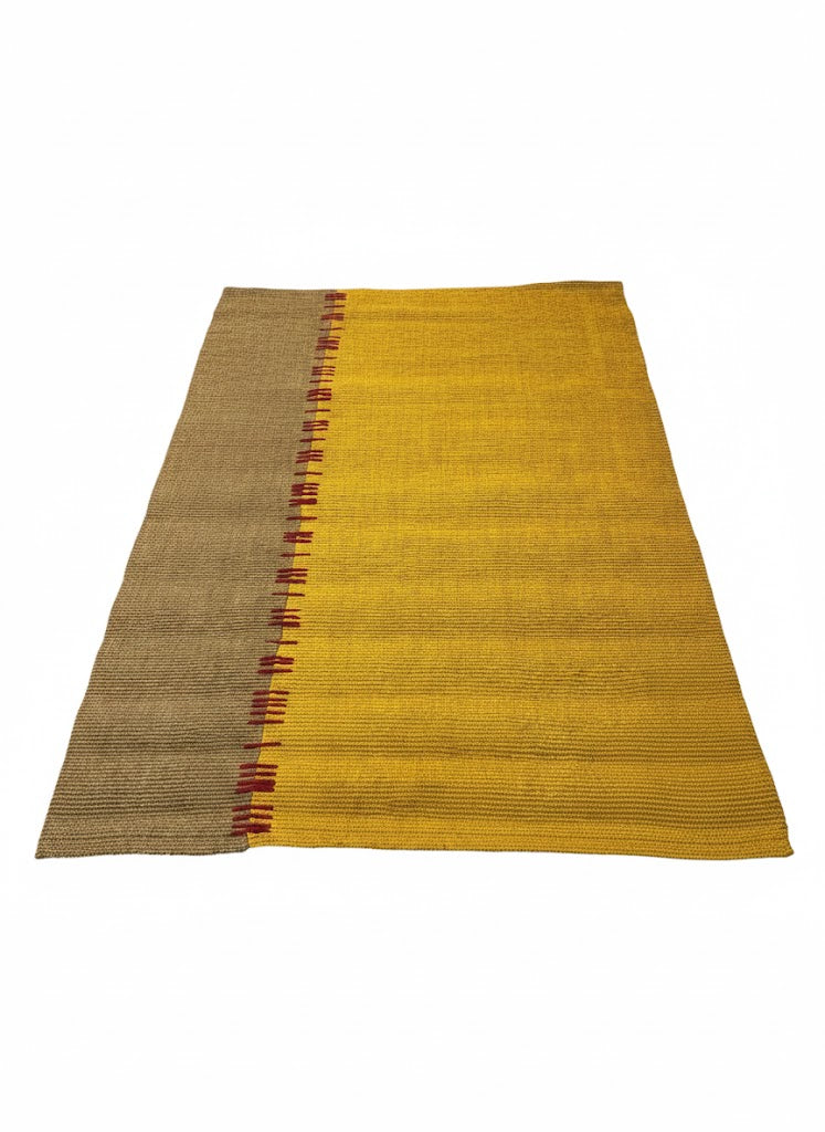 Tapis tissé 170x240cm bicolore jaune ocre et brun style coco RivetLozano