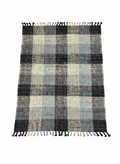 Vintage Tartan flat-weave rug 200x300cm in grey black and beige plaid with decorative fringes