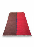 Passion Duo bicolor flat-weave rug 170x240cm in vivid red and chocolate brown