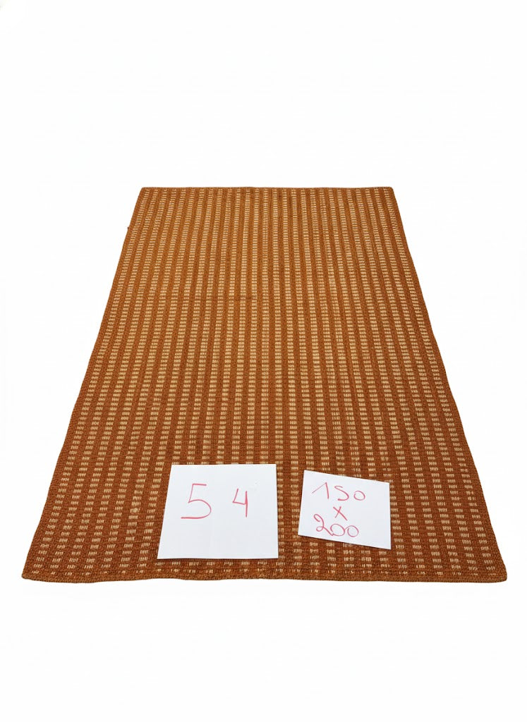 Tapis tissé plat 150x200cm terracotta et beige bicolore à fines rayures RivetLozano