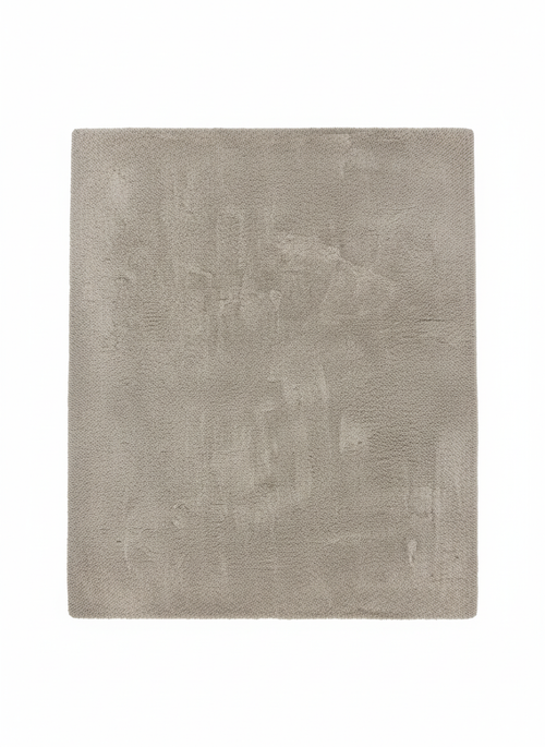 Tapis rectangulaire à poils courts de grande taille, couleur taupe uniforme (gris-brun). Texture dense et aspect velouté. Dimensions200x300 cm.